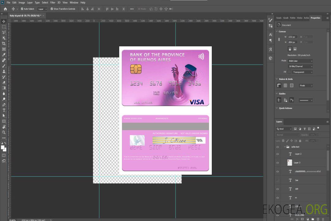 Carte visa de la Banque Argentine de la province de Buenos Aires template Carte visa de la Banque Argentine de la province de Buenos Aires template